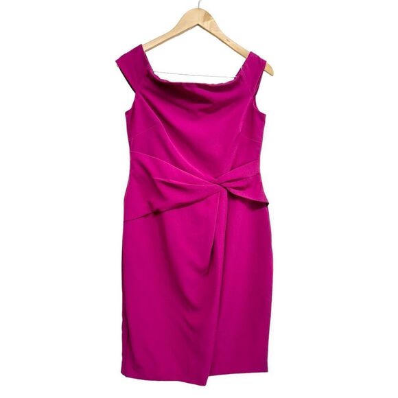 Lauren Ralph Lauren Dress Size 8‎ Pink Crepe Off Shoulder Back Zip Knee Length - Picture 1 of 13